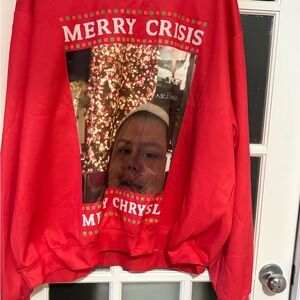 Red 'Merry Crisis' Shirt NWOT